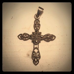 Sterling and marcasite cross pendant